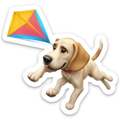 A White bloodhound dog flying a kite. sticker