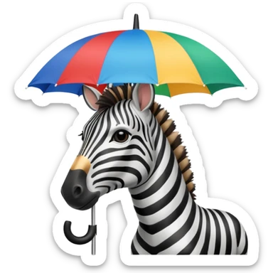 zebra with rgb umbrella closeup view sticker