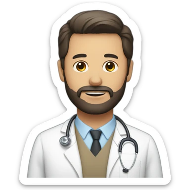 white doctor brown beard and short black hair on the head sticker