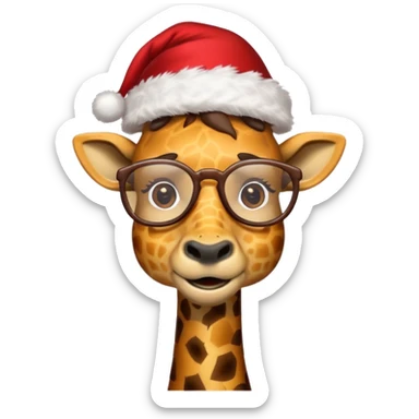 Giraffe santa cap and glasses 
 sticker