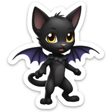 a anthro chibi-style black batty cat-Fakémon-hybrid full body sticker