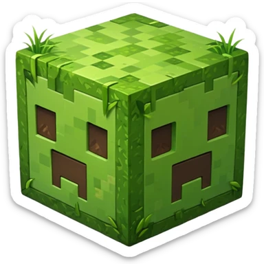 Make a minecraft gress block 3d,HD quality a emoji sticker