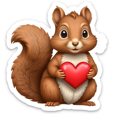 Squirrel holding a heart  sticker