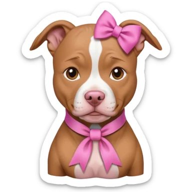 pitbull with hair ribbon  sticker