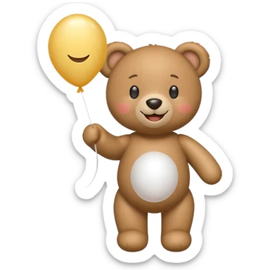 Emoji teddy set down with a baloon white sticker