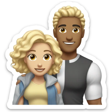 Lightskin man and white woman with blonde hair couple sticker