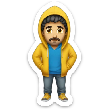 Armenian men  with yellow hoodie and sleepy face sticker