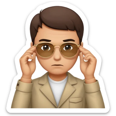 Annoyed person looking down holding sunglasses who is disappointed  sticker