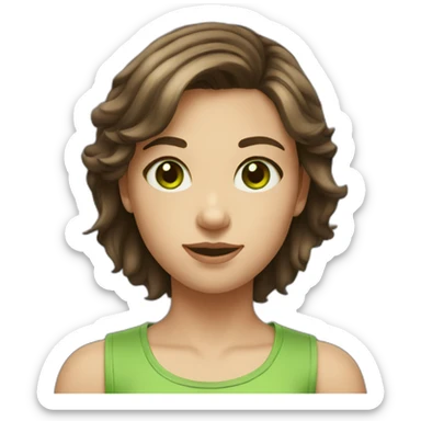 Young girl with short brown hair and green eyes sticker