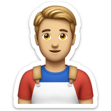 A French man with a baguette and blue white red tshirt sticker