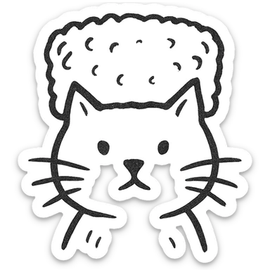 cat wearing a papakha, hand-drawn sketch style, minimal lines sticker