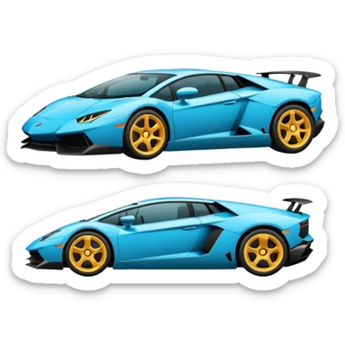 "Create a simple, flat 2D vector emoji of a Lamborghini car in Apple's iOS emoji style. The car should have solid colors, clean lines, no gradients or 3D effects. Use basic shapes with smooth curves, a white background, and position the car side-on, similar to Apple's car emoji design."
 sticker