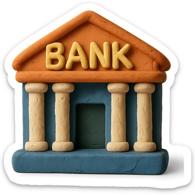 claymation style bank building sticker