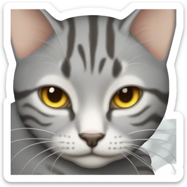 cat sleeping gray tabby sticker