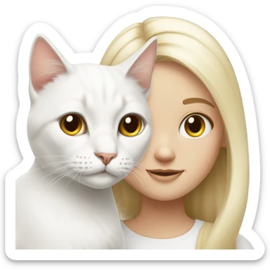 white cat with blonde girl sticker