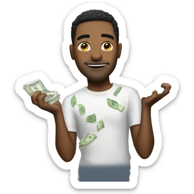 Cool guy with money raining on him  sticker