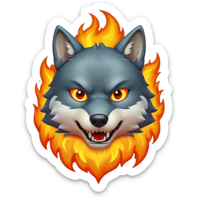 angry wolf on fire sticker