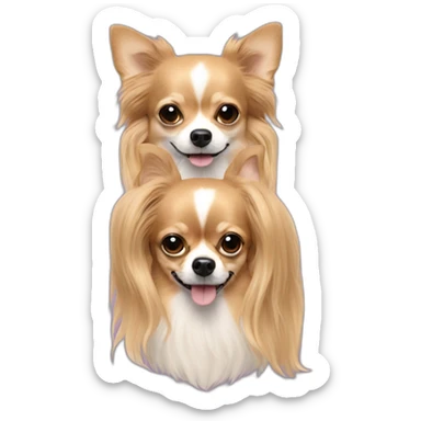 Long hair sand chihuahua and two men sticker