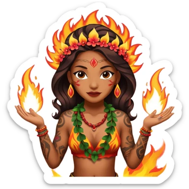 hawaiian female fire dancer with tattoos sticker
