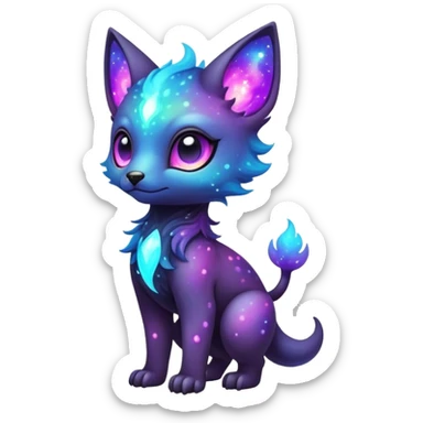 Cute cool colorful dark nebula fantasy-Fakemon-Digimon-animal-hybrid full body sticker