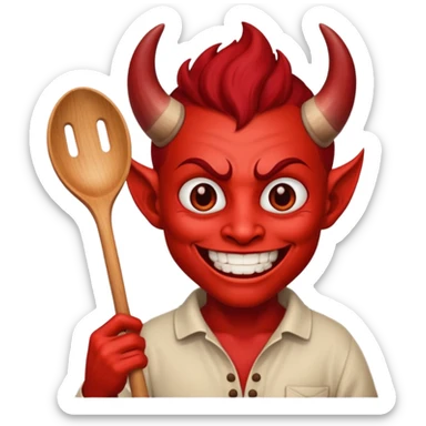 Cooker like demon with a smile and wooden spoon sticker