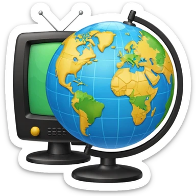 Tv with an globe in emoji style sticker