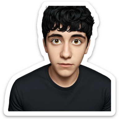 boy in black shirt portrait sticker