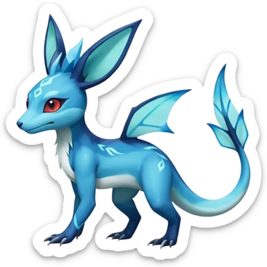 Colorful Dark Shiny Exotic Salandit-Aurorus-Glaceon-Fakémon-hybrid-creature (full body)  sticker
