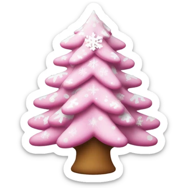 Pink Christmas tree with white snowflakes  sticker