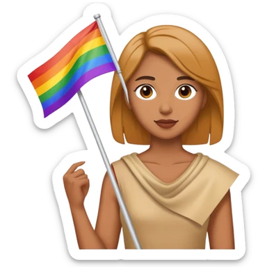 woman with lgbt flag sticker
