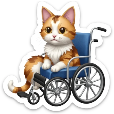cat in a wheelchair designed for cats to walk sticker