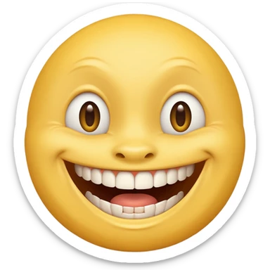 a smiling yellow face with very big teeth like the trivago guy sticker
