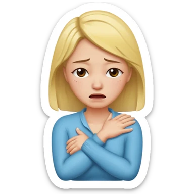 arms crossed holding neck crying woman sticker