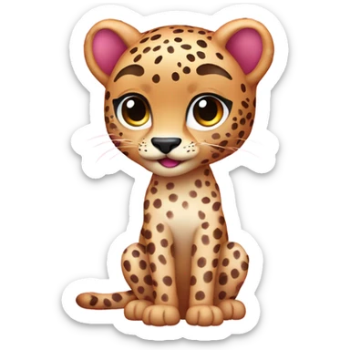 Pink ombre full-body cheetah with glitter sticker