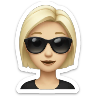 blonde girl with white sunglasses and black shirt waving sticker