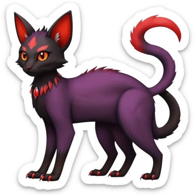 Black edgy Noivern-Noibat-Purloin-Torracat-Lykoi-Caracal-cat-Fakemon-fusion-hybrid-creature with scale markings sticker