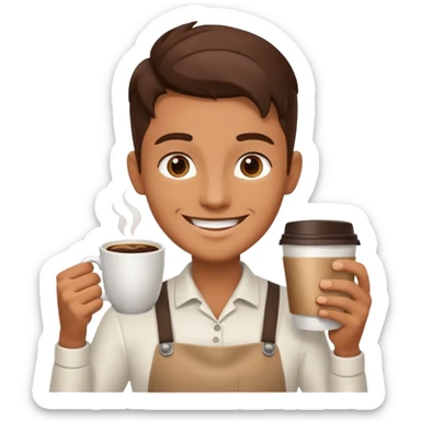barista with one big cup of coffee sticker