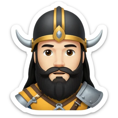bearded Vikings with black long hair sticker