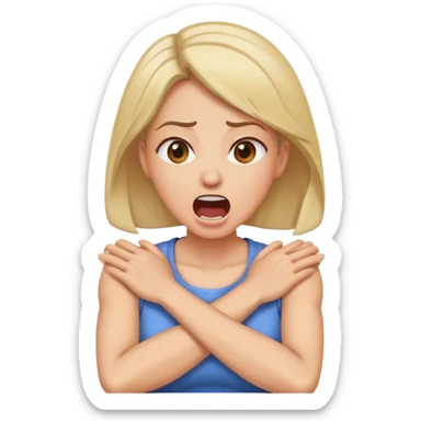 Women with crossed arms on neck yelling sticker