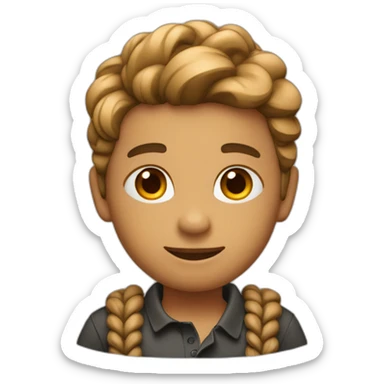 Kris pande light brown boy with braidd and a polo shirt sticker