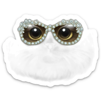 Persian cat wearing a tiara, sunglasses, and jeweled brooch sticker