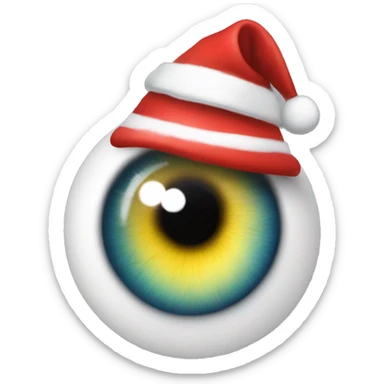 Eyeball emoji with Santa hats on top sticker