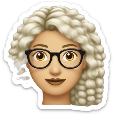 femme cheveu bouclé long châtain lunettes rondes sticker