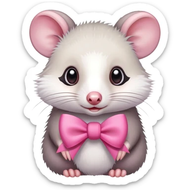 Opossum with a pink bow sticker