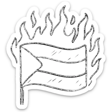 hand-drawn outline of the Palestine flag with burning effect sticker