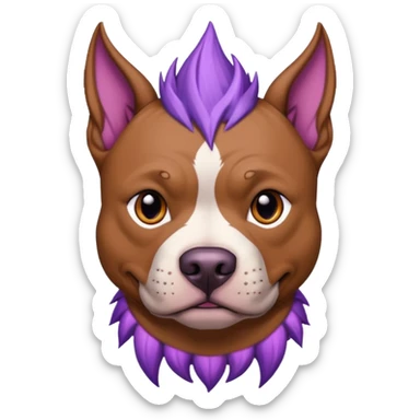 very tattoed brown face pitbull dog with purple spiky hair sticker