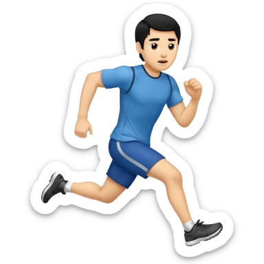 light skin man  black hair running sticker