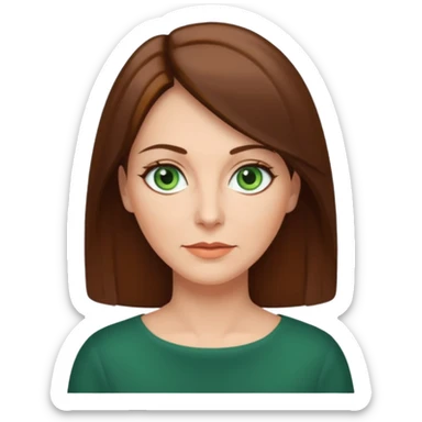 pretty middle age woman with green eyes and shoulder length straight brown hair  sticker