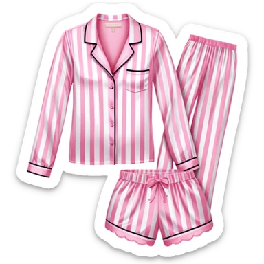 Striped pink and white silk Victoria’s Secret pajama set sticker