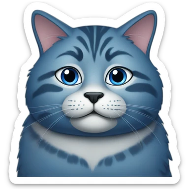 Deep blue pudgy big cute cat sticker
